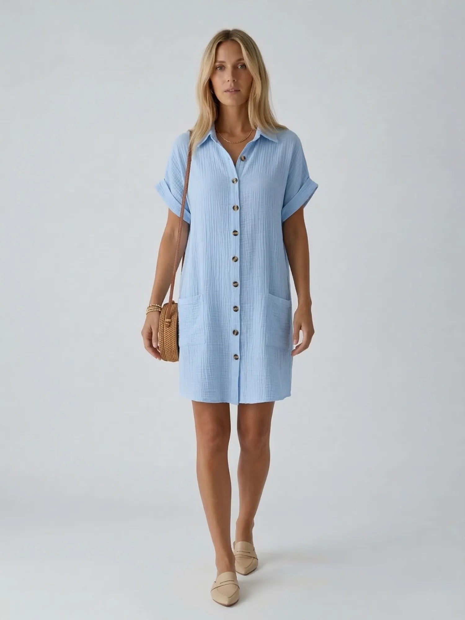 Robe chemise à boutons – coupe décontractée