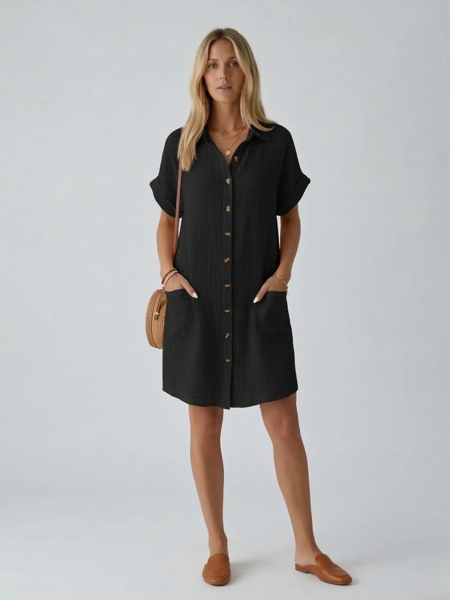 Robe chemise à boutons – coupe décontractée