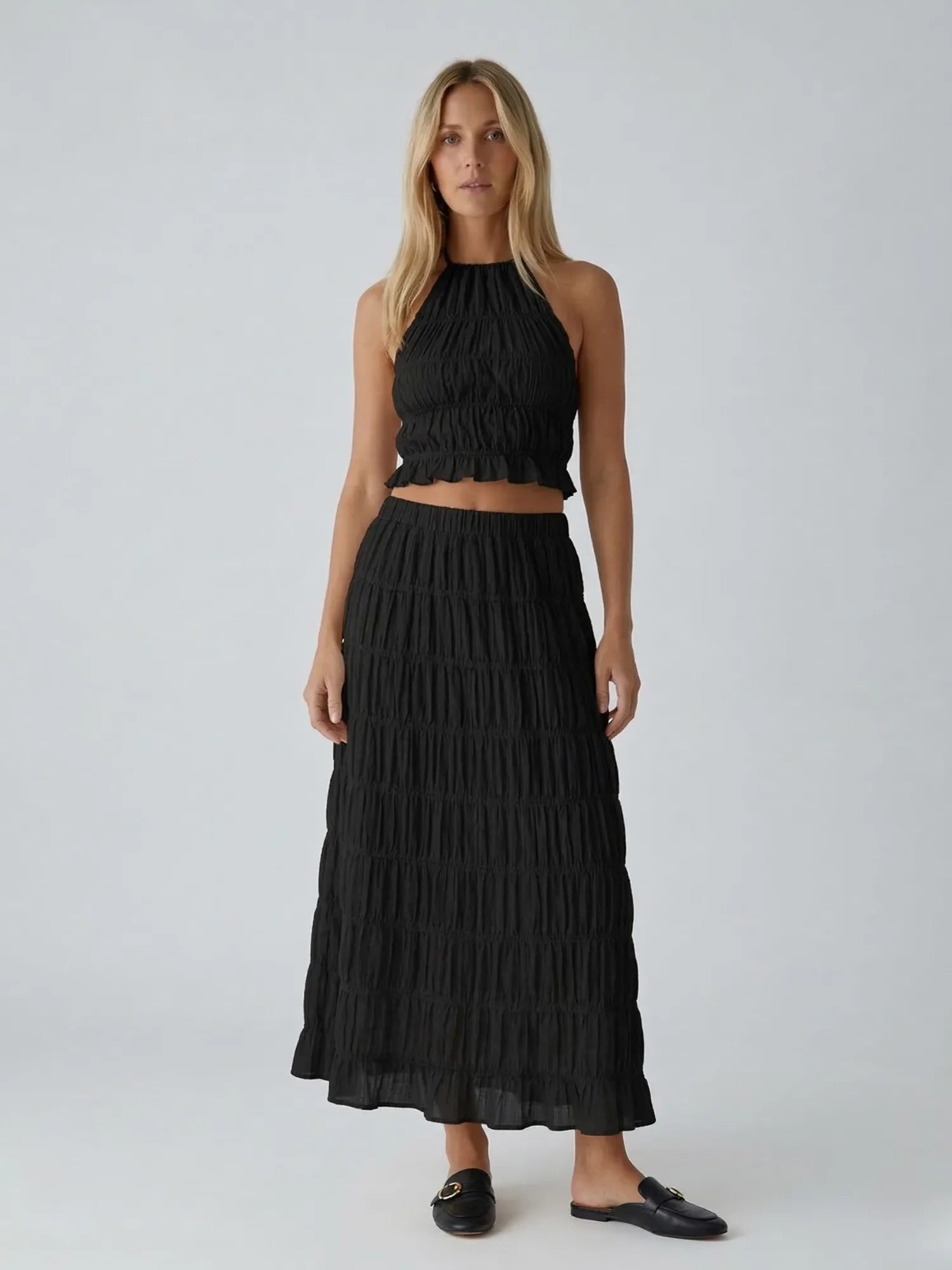 Ensemble bohème – top et jupe longue fluide